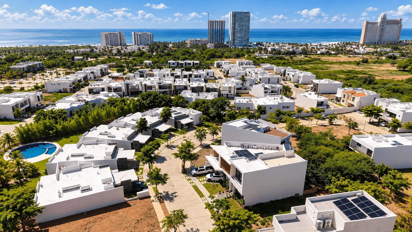 terreno-venta-el-cielo-parque-residencial-mazatlan-cerritos3 Casas del fraccionamiento El Cielo Parque Residencial en Cerritos con el mar de Mazatlán al fondo